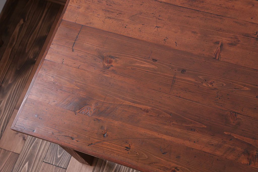 【ラフジュ工房オリジナル・ダイニングテーブル】 古材天板のダイニングテーブル(作業台)