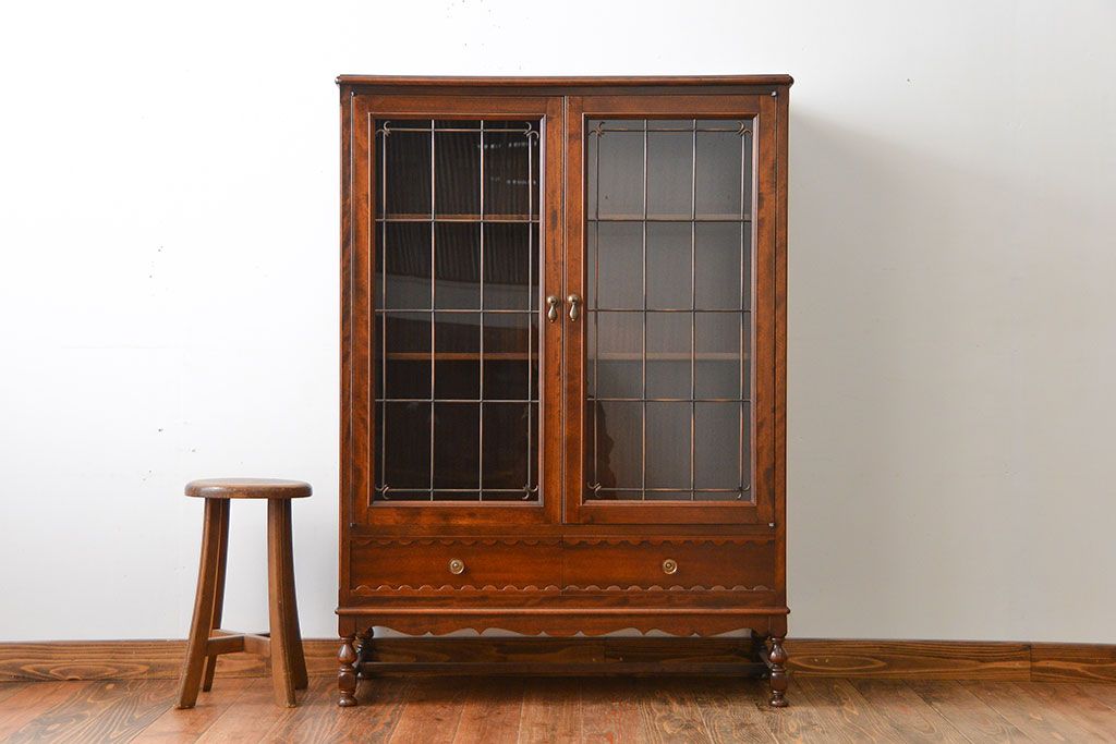 中古　神戸元町欧風家具メープル不二屋製　マホガニー材の高級キャビネット(定価約30万円)