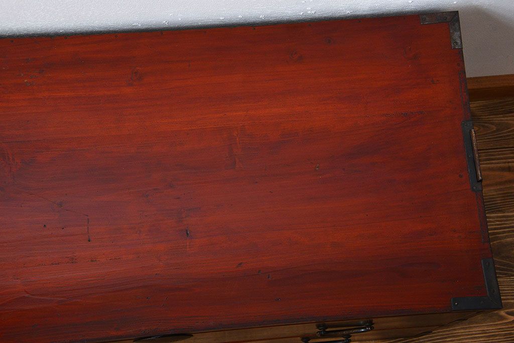 アンティーク家具　古民具・骨董　欅材!丸金具の時代箪笥テレビボード(ローボード)(2)