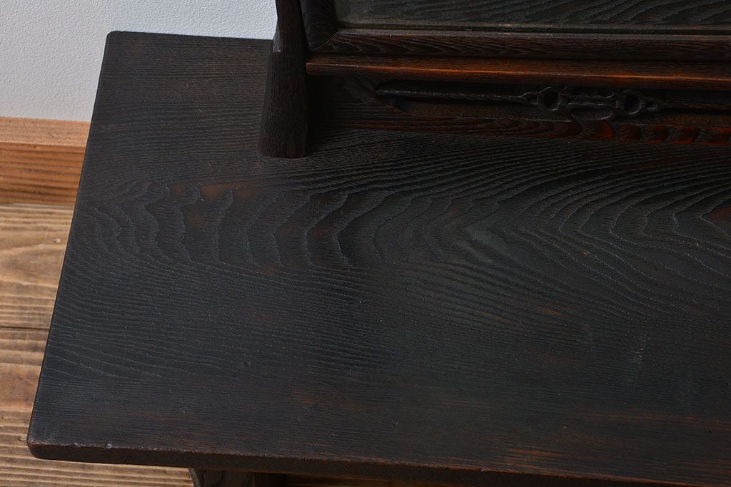 和製アンティーク　民芸家具　古い栗材の浮造り仕上げの高級ドレッサー(鏡台)