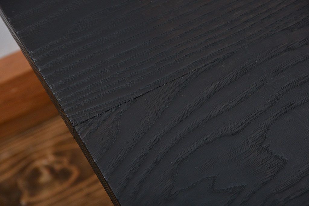 和製アンティーク　民芸家具　古い栗材の浮造り仕上げの角ちゃぶ台