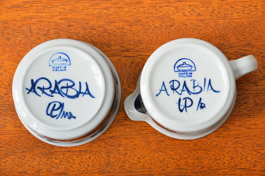 アンティーク雑貨　北欧ビンテージ　アラビア(ARABIA)アネモネ・シュガー&クリーマーセット
