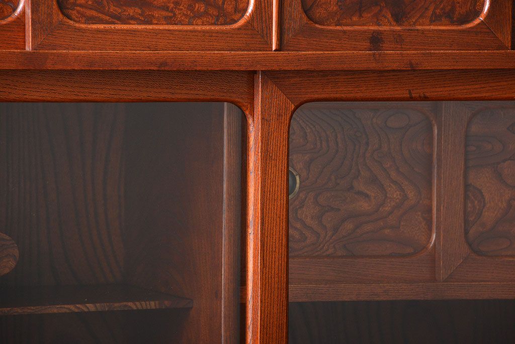 アンティーク家具　和製アンティーク　欅材玉杢!三方欅材の高級茶箪笥