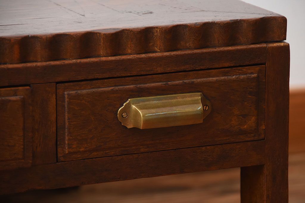 レトロ家具　アンティーク　古いナラ材のレトロでかわいい文机