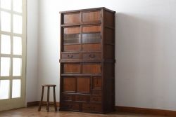 古民具・骨董　美品!上品なアンティーク重ね水屋箪笥