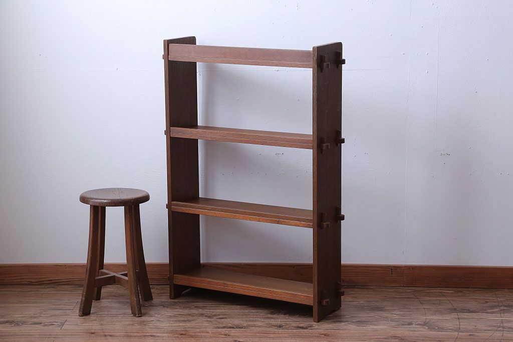 レトロ家具　昭和レトロ　シンプルでおしゃれな楔(くさび)式本棚