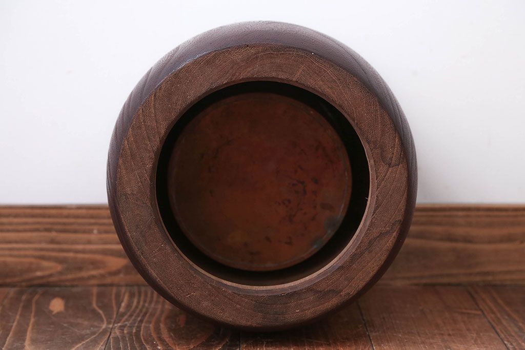 アンティーク雑貨　古民具・骨董　古い桐材のアンティークくりぬき火鉢