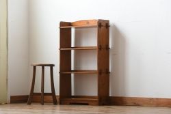 アンティーク家具　アンティーク　小振りな古い木製の楔式本棚