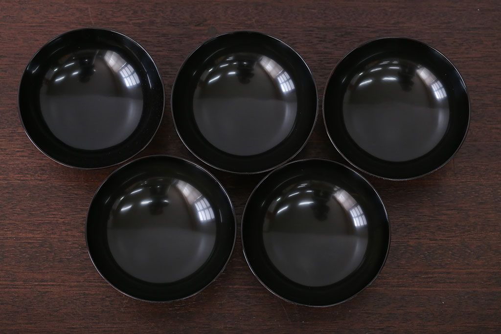 アンティーク雑貨　アンティーク　古い木製菊花椀5客(漆器)