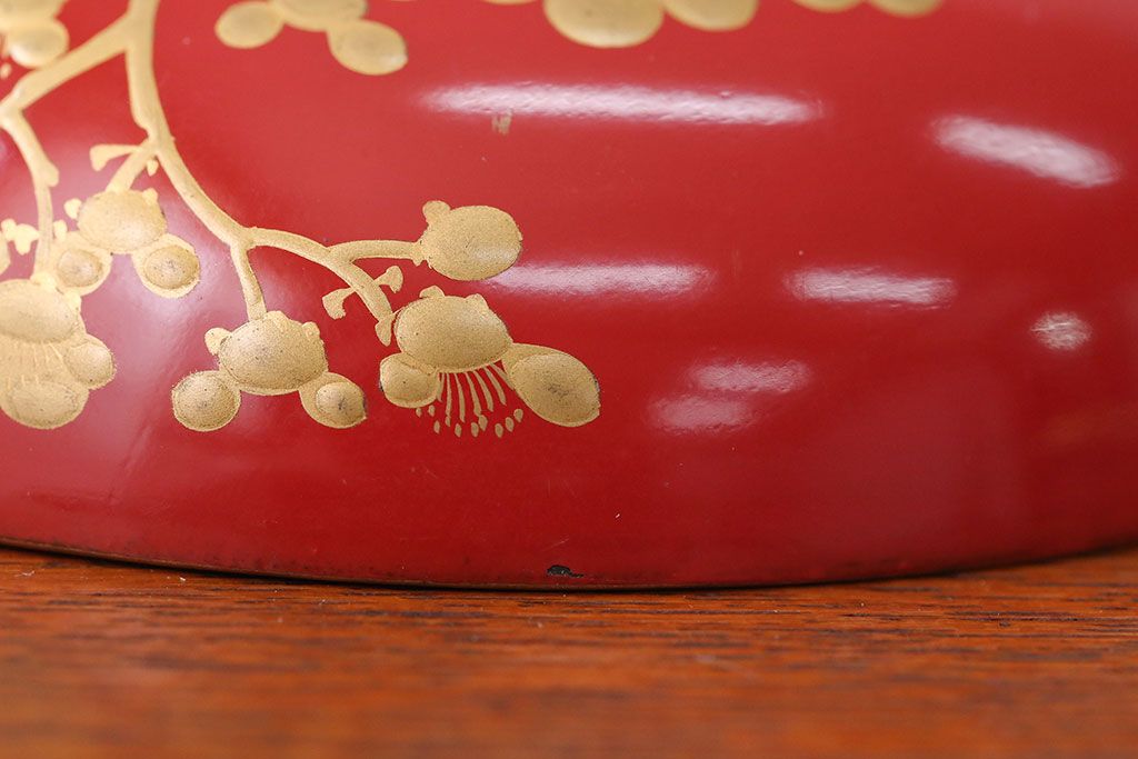 アンティーク雑貨　アンティーク　朱梅松鶴高蒔絵木製椀20客(漆器)