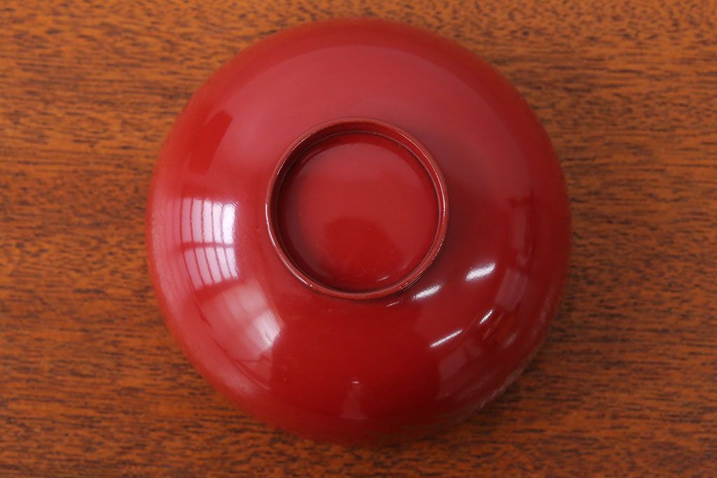 アンティーク雑貨　アンティーク　朱梅松鶴高蒔絵木製椀20客(漆器)