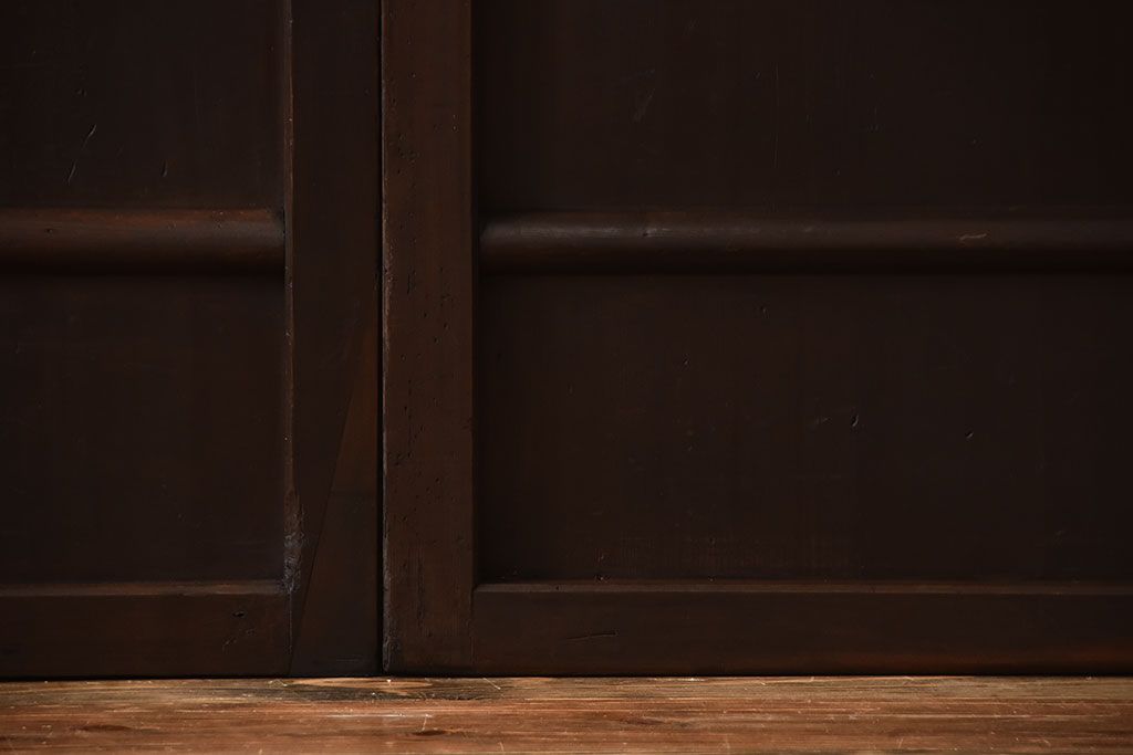 古民具・骨董　古い木製のアンティーク舞良戸3枚セット