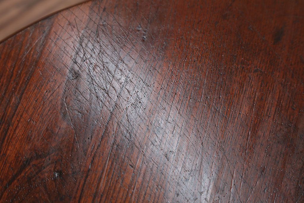 レトロ家具　昭和レトロ　古い栓材の小さな丸ちゃぶ台