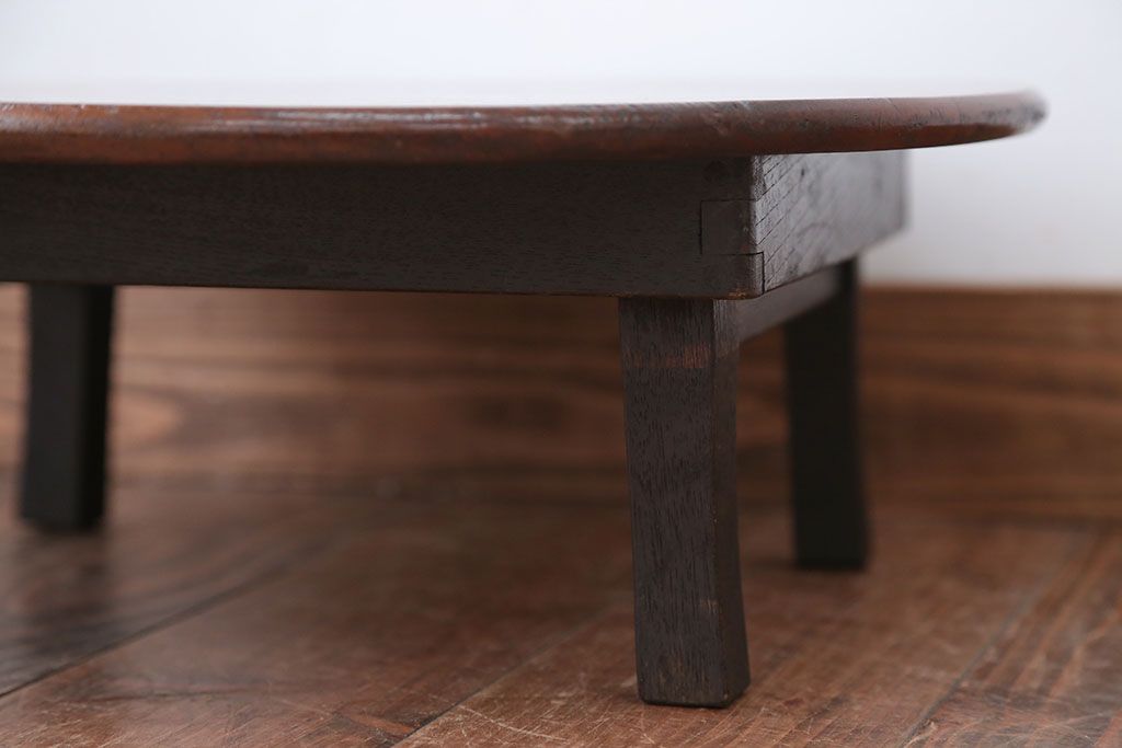 レトロ家具　昭和レトロ　古い栓材の小さな丸ちゃぶ台