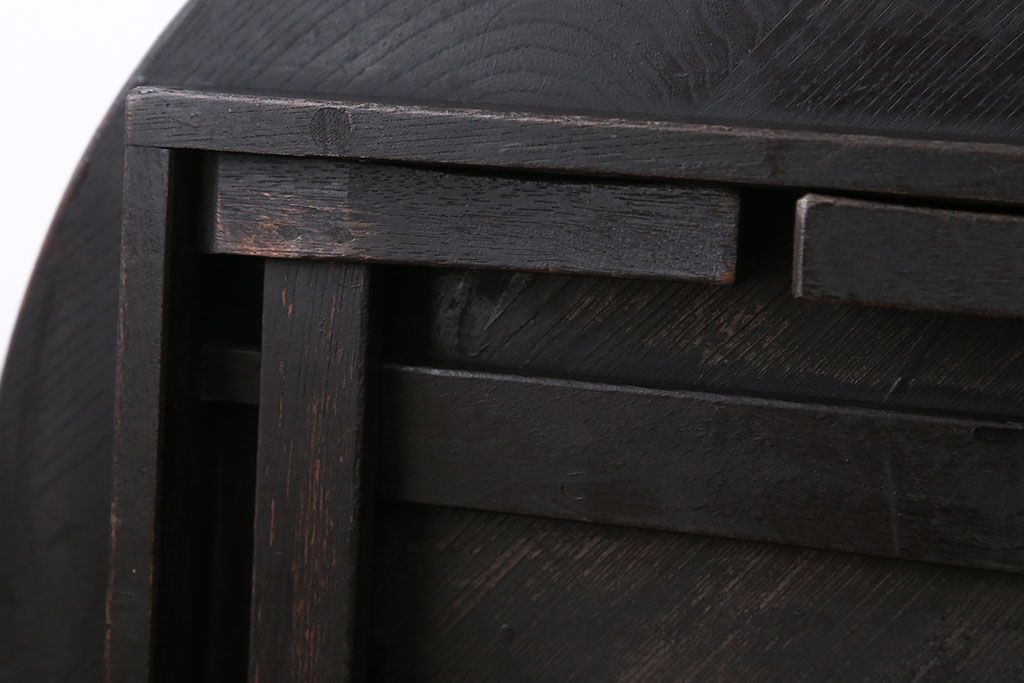 レトロ家具　昭和レトロ　古い栓材の小さな丸ちゃぶ台