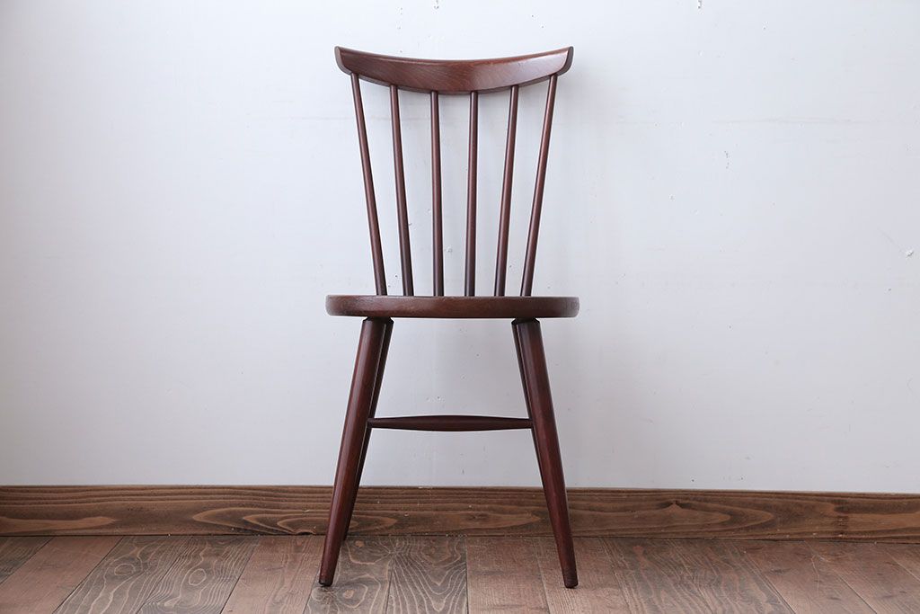 中古　秋田木工　レトロなスピンドルチェア(ダイニングチェア)(1)