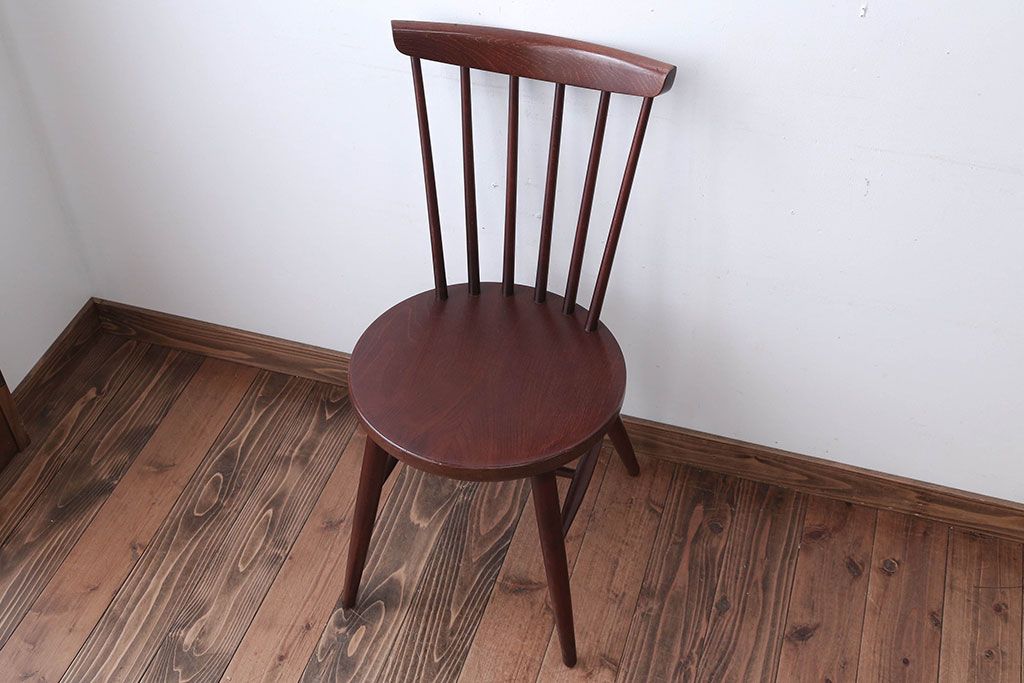 中古　秋田木工　レトロなスピンドルチェア(ダイニングチェア)(1)