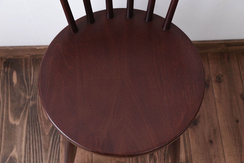 中古　秋田木工　レトロなスピンドルチェア(ダイニングチェア)(1)