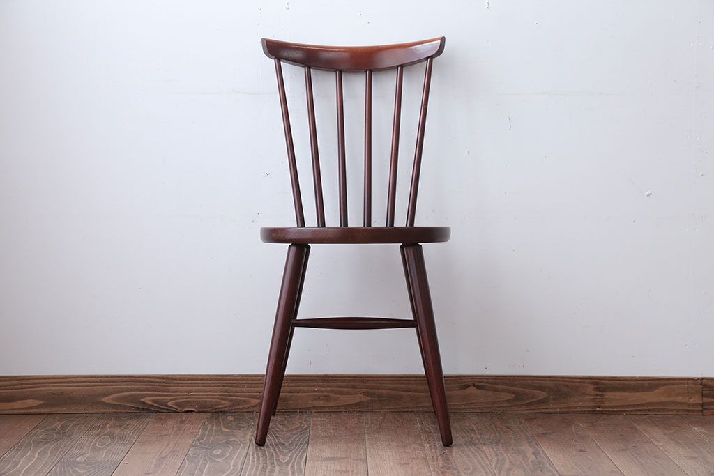 中古　秋田木工　レトロなスピンドルチェア(ダイニングチェア)(2)
