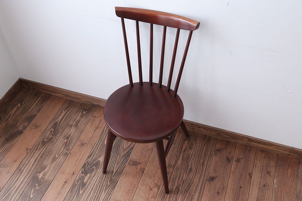 中古　秋田木工　レトロなスピンドルチェア(ダイニングチェア)(2)