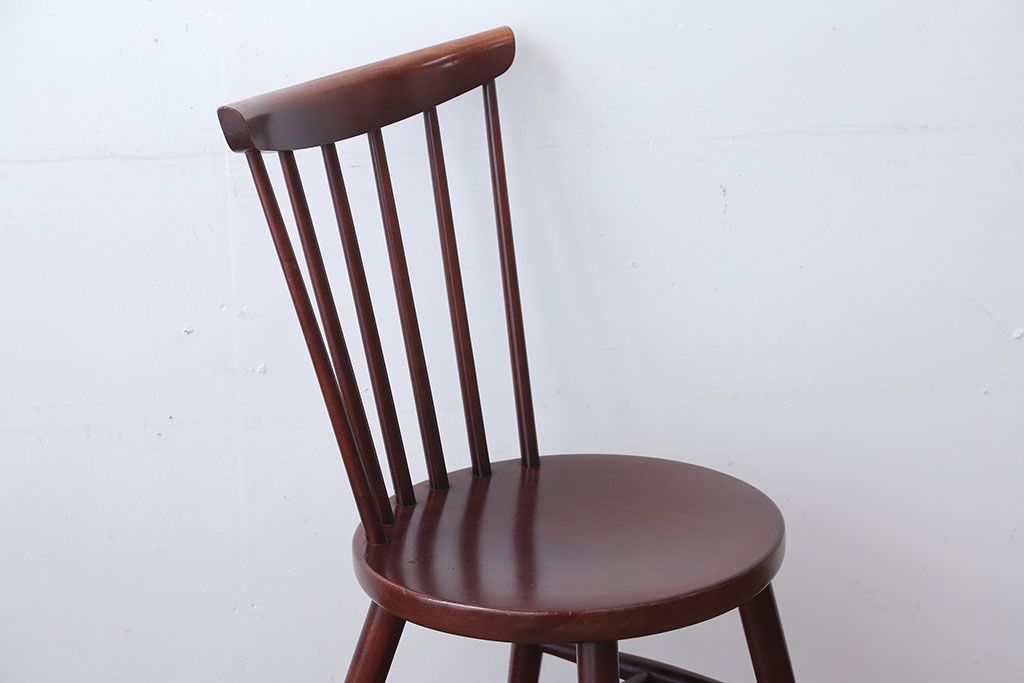 中古　秋田木工　レトロなスピンドルチェア(ダイニングチェア)(2)