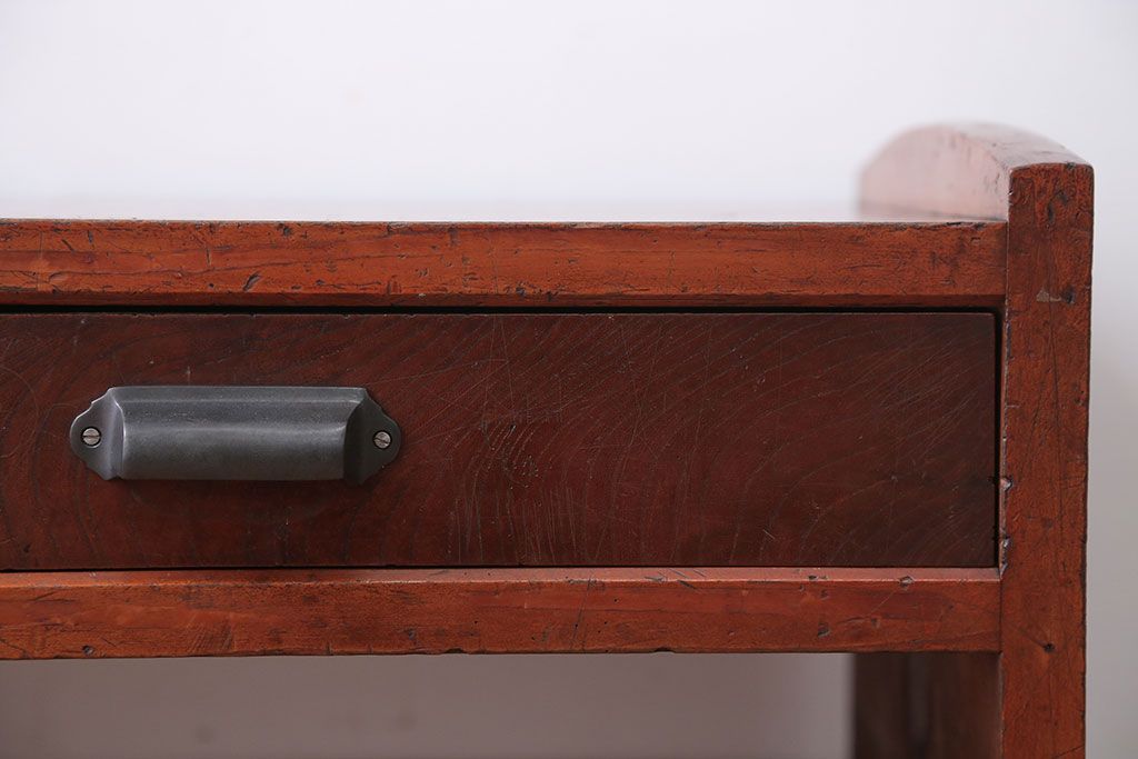 アンティーク家具　和製アンティーク　引き出し2杯付き!古い木製の文机