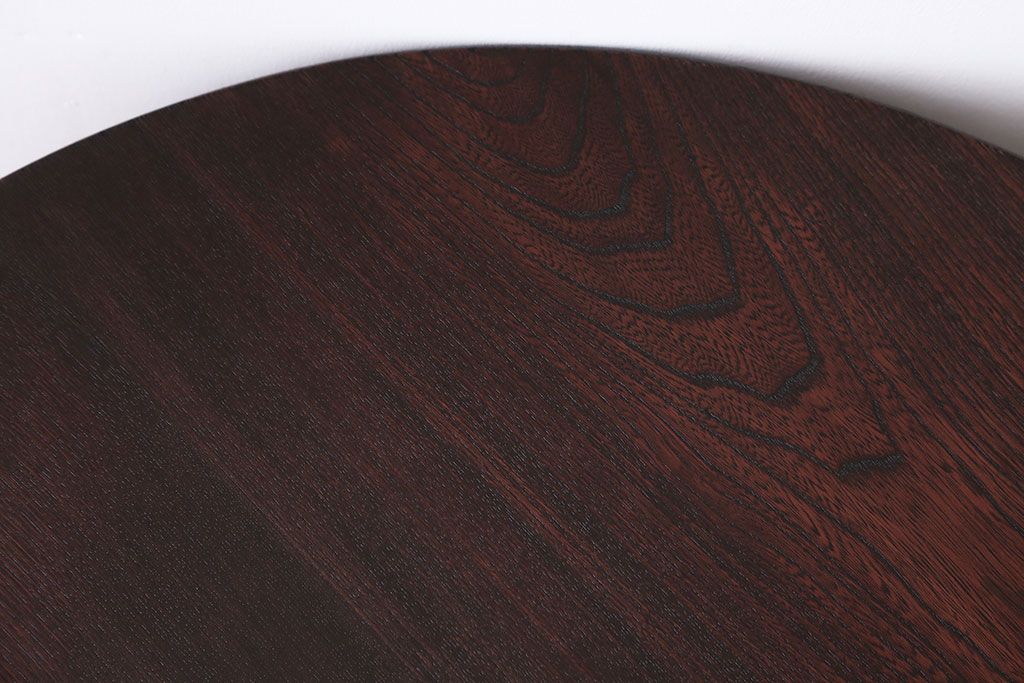 レトロ家具　昭和レトロ　古い木製のアンティーク丸型ちゃぶ台(1)