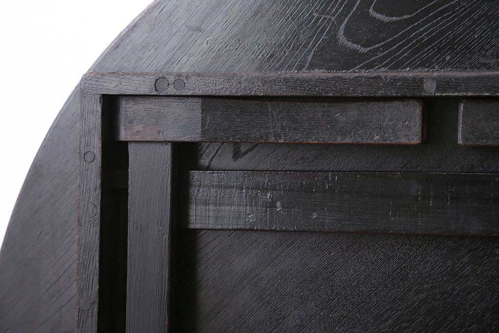 レトロ家具　昭和レトロ　古い木製のアンティーク丸型ちゃぶ台(1)
