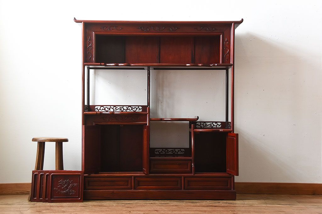 アンティーク家具　和製アンティーク　古い唐木材の茶棚(飾り棚)