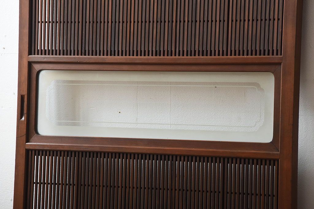 古民具・骨董　裏障子付き!腰板欅材の上質なアンティーク格子戸(1)