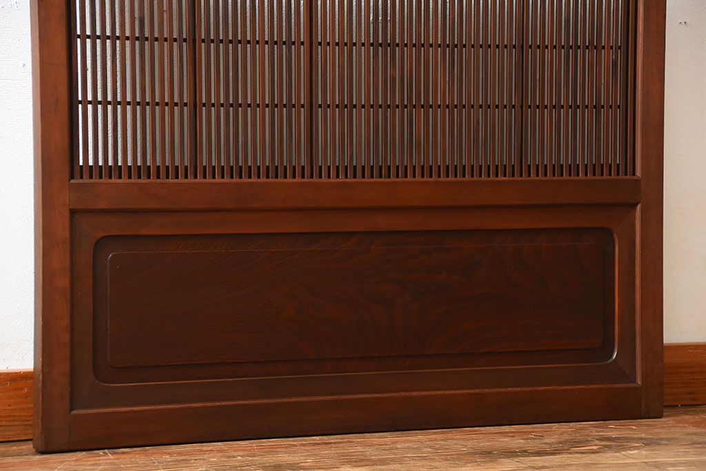 古民具・骨董　裏障子付き!腰板欅材の上質なアンティーク格子戸(1)