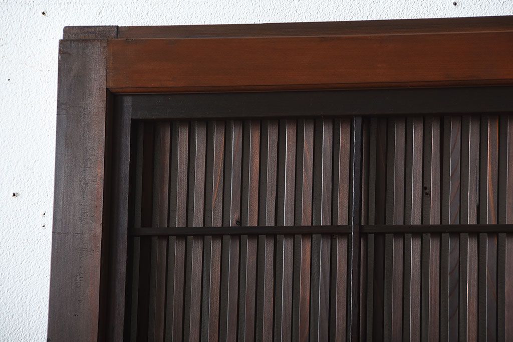 古民具・骨董　裏障子付き!腰板欅材の上質なアンティーク格子戸(2)