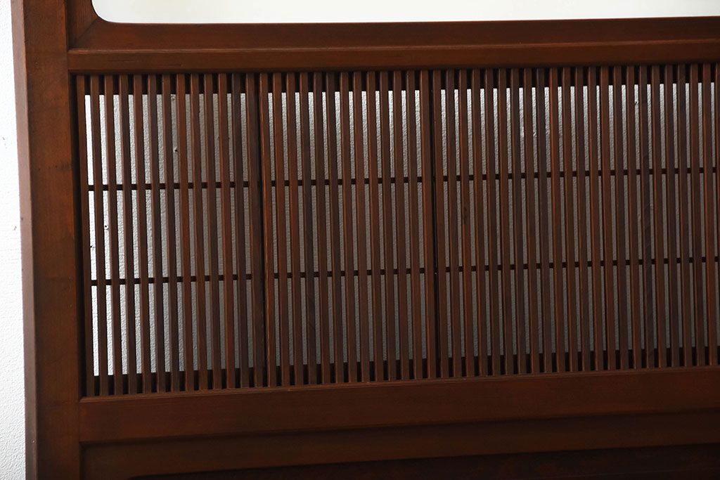 古民具・骨董　裏障子付き!腰板欅材の上質なアンティーク格子戸(3)
