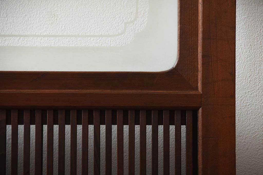 古民具・骨董　裏障子付き!腰板欅材の上質なアンティーク格子戸(3)
