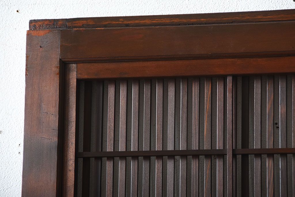 古民具・骨董　裏障子付き!腰板欅材の上質なアンティーク格子戸(3)