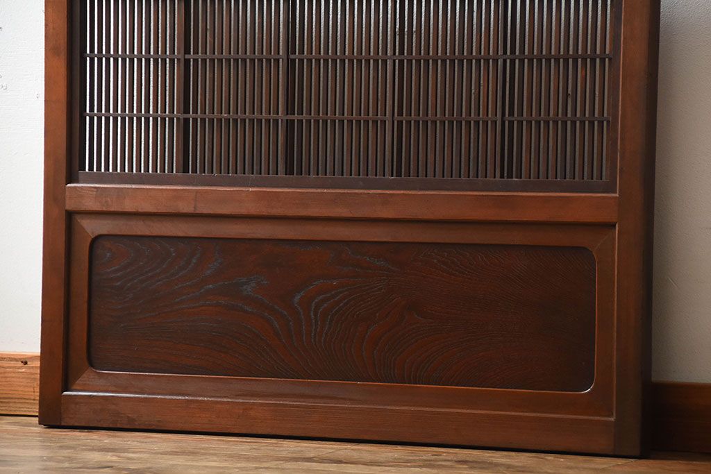 古民具・骨董　裏障子付き!腰板欅材の上質なアンティーク格子戸(3)