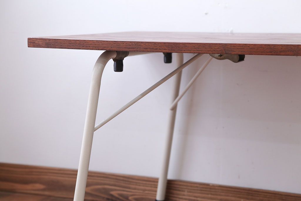 アンティーク家具　アンティーク　ペイント鉄脚の2wayセンターテーブル(座卓・作業台)(1)