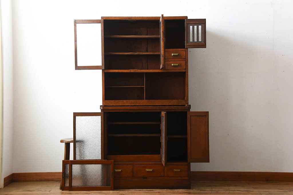 レトロ家具 昭和レトロ 作業台付き!古いナラ材のアンティーク