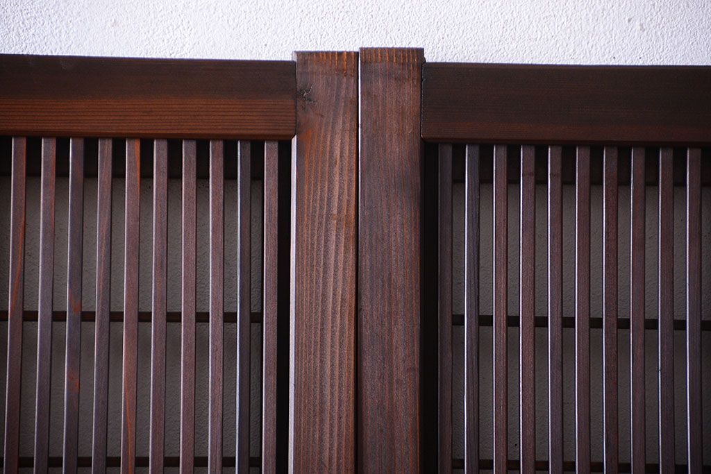 古民具・骨董　裏障子付き!ダイヤガラス入り格子戸2枚セット