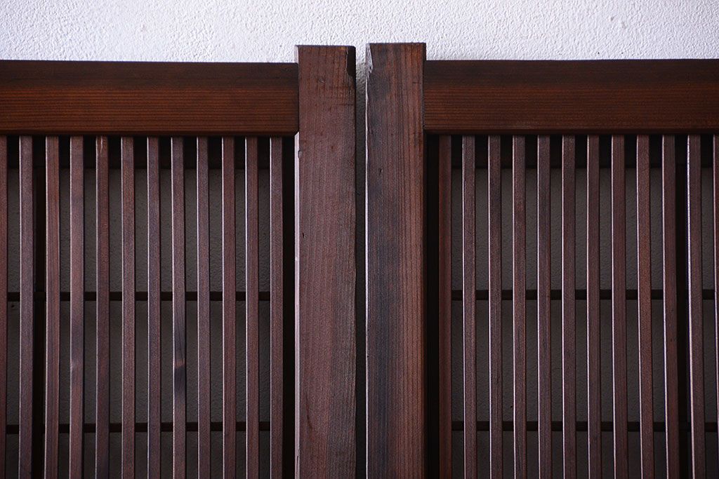 古民具・骨董　裏障子付き!幅の狭いアンティーク格子戸4枚セット