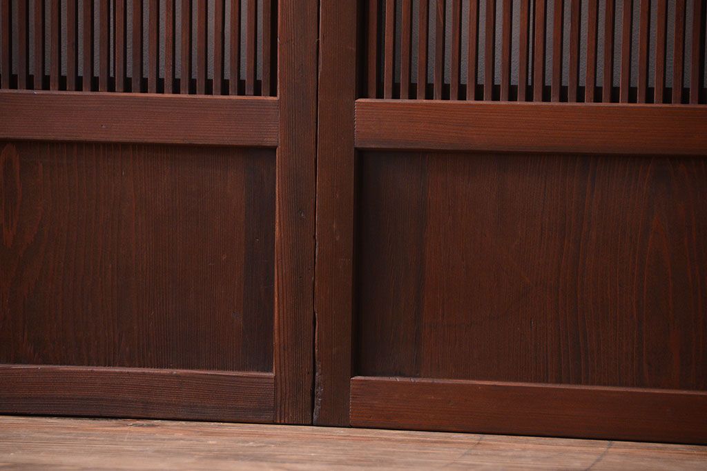 古民具・骨董　裏障子付き!幅の狭いアンティーク格子戸4枚セット