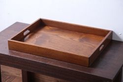 アンティーク雑貨　和製アンティーク　古い木製のレトロなトレー(お盆)(1)
