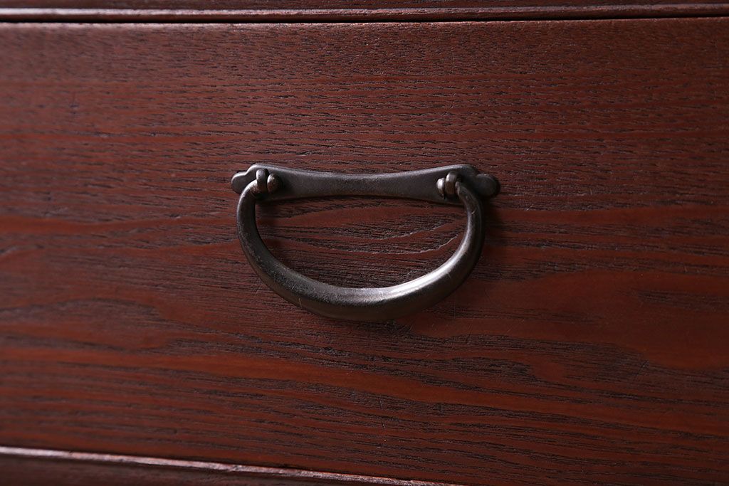 レトロ家具　アンティーク　レトロガラスがかわいいシンプルで上品な脚付きローボード