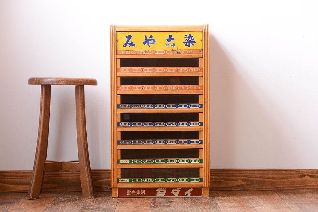 レトロ家具 昭和レトロ 古い木製のアンティーク糸ケース(小引き出し 