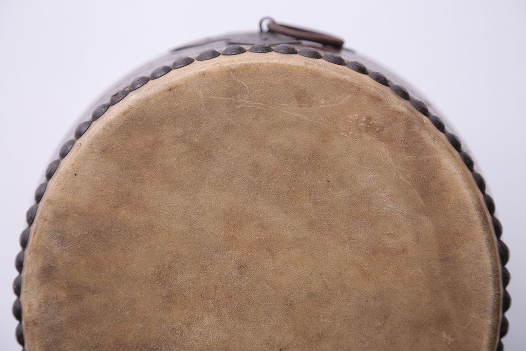 アンティーク雑貨　古民具・骨董　古い欅材の小さなアンティーク太鼓