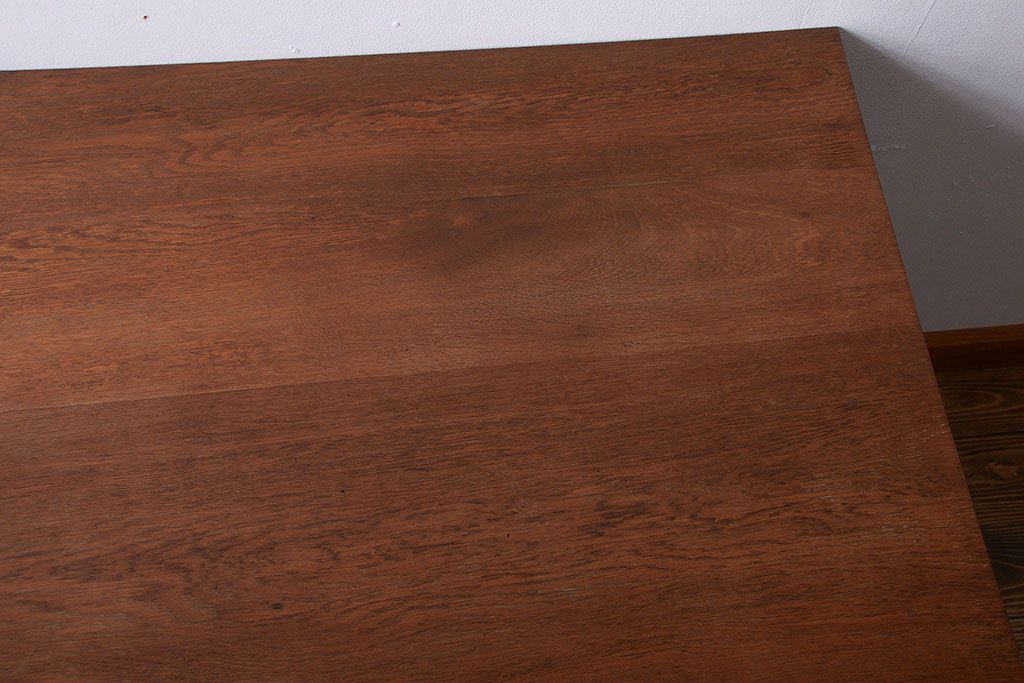 レトロ家具　アンティーク　古いナラ材のレトロなペイント片袖机