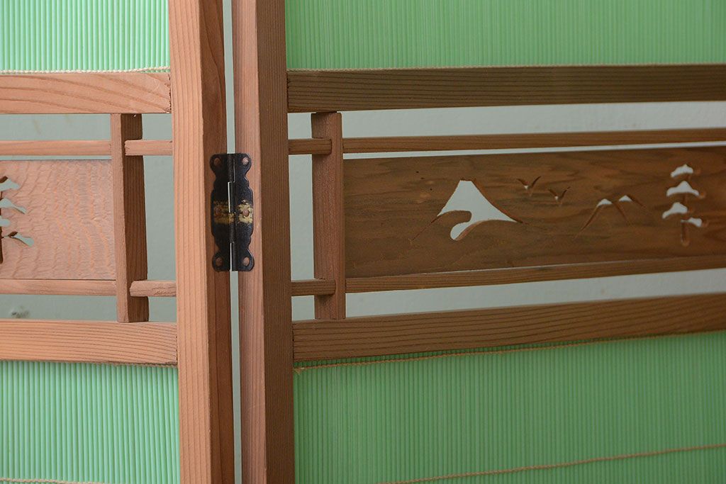 和製アンティーク　爽やかな色が魅力の和風衝立て(パーテーション)