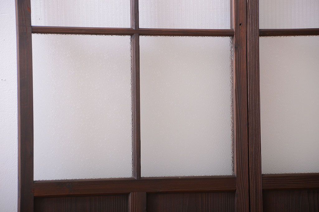 和製アンティーク　レトロなガラス引き戸2枚セット(窓)(1)
