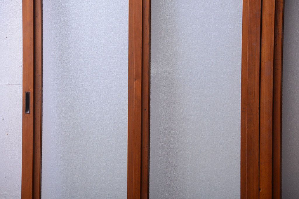 和製アンティーク　レトロガラスの上質なガラス戸2枚セット