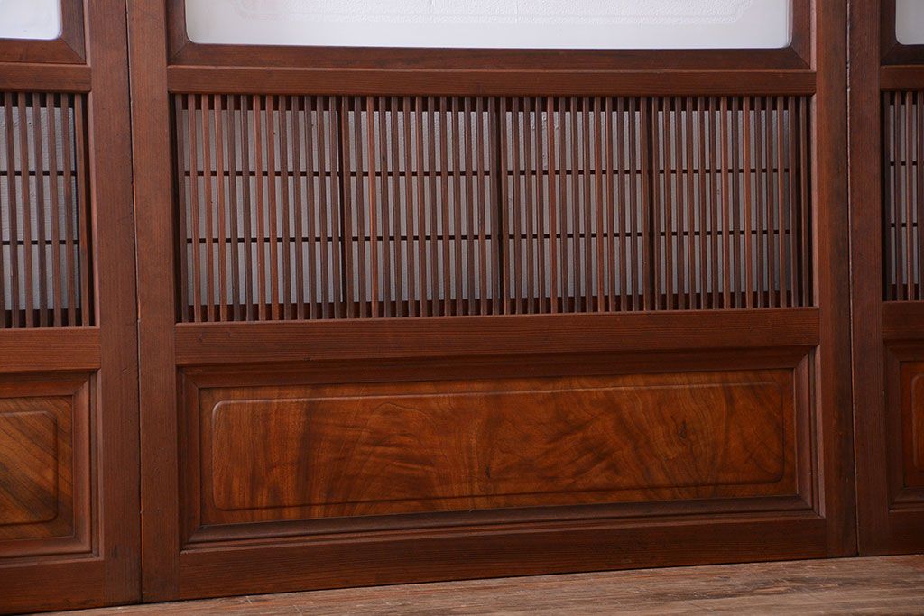 古民具・骨董　裏障子付きの上品な格子戸4枚セット(2)